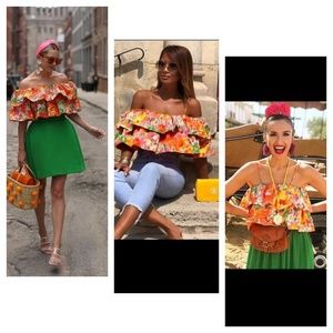 Zara Limited edition print crop top (2933)